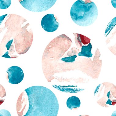 Geometrik suluboya desenli, renkli şekilli. Geometrik modern tarzda süsleme. Suluboya desen arkaplanı. Mavi, turkuaz, gri ve tozlu duvar kağıdı. Vektör illüstrasyonu