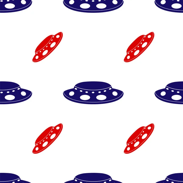 Ícone Símbolo Ufo Flying Saucer Azul Vermelho Isolado Padrão Sem — Vetor de Stock