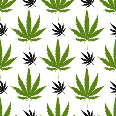 Marihuana ya da kenevir beyaz arka planda izole edilmiş, pürüzsüz bir iz bırakır. Kenevir sembolü. Vektör İllüstrasyonu