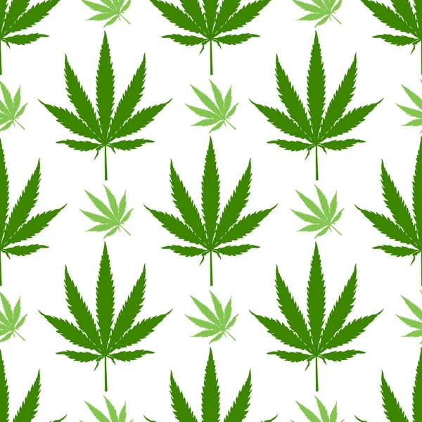 Marihuana Cannabis Deja Patrón Aislado Sin Costuras Sobre Fondo Blanco — Vector de stock
