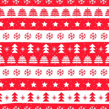 Ulusal bayrak şeklinde kusursuz Noel desenleri. İskandinav tarzında vektör tasarımı. Elle çizilmiş kusursuz desen. Şenlikli Noel Paketi.