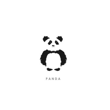 Fırçanın minimalist çizimi. Şirin panda logosu - Vektör