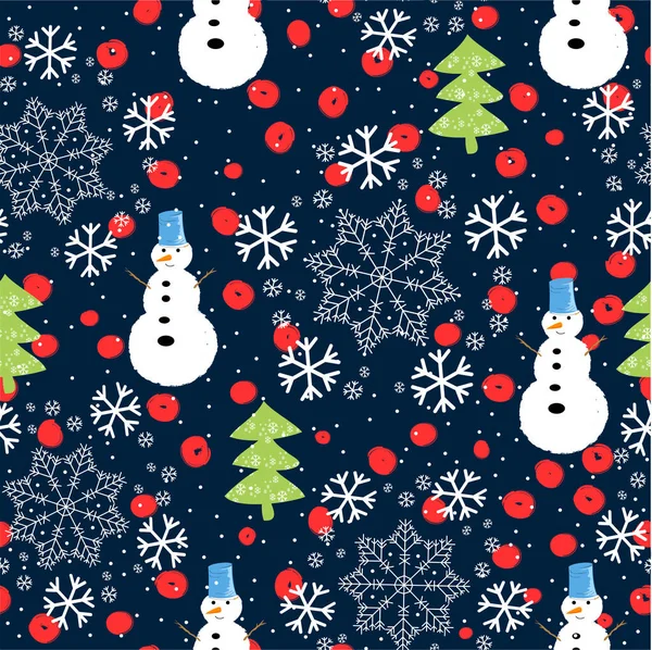 Noel ağaçları, kardan adam ve kardan adamın kusursuz deseni