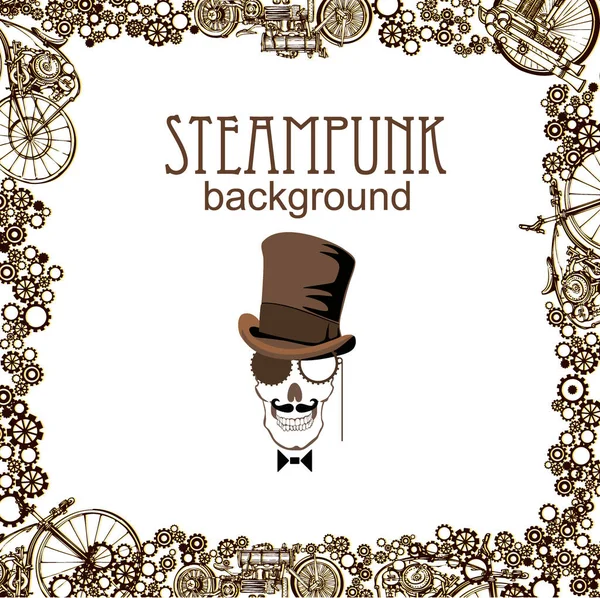 Crâne d'art Steampunk. Modèle steampunk design pour carte. Vecteur — Image vectorielle