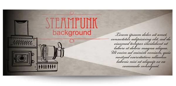 Steampunk style cadre fond steampunk. Forme vierge avec un projecteur vintage. Modèle steampunk design pour jeu de cartes. Châssis steampunk — Image vectorielle