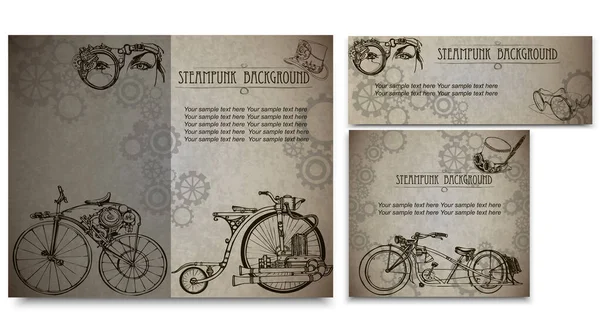 Ορισμός steampunk στυλ πλαίσιο steampunk φόντο για το σχεδιασμό — Διανυσματικό Αρχείο