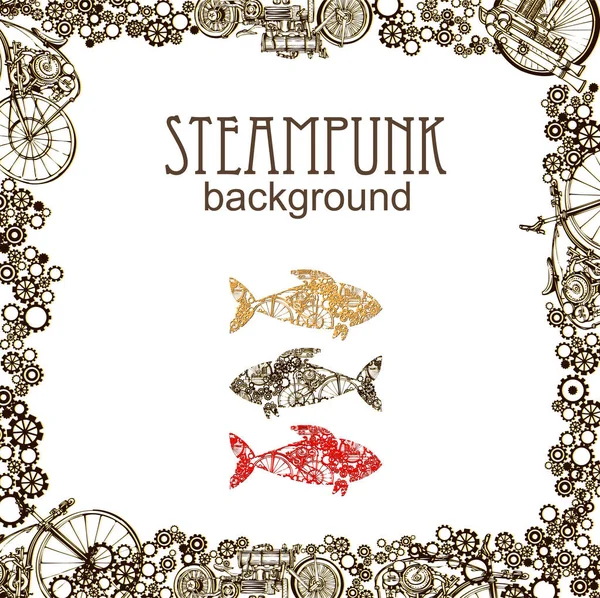 Kart için şablon steampunk tasarımı. Çerçeve steampunk