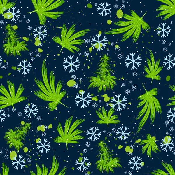 シームレスなパターンクリスマスの雪片と大麻の葉。大麻やマリファナ、ハッシュやマリファナの枝、大麻植物の大麻ブッシュ。ベクタークリスマスイラスト — ストックベクタ