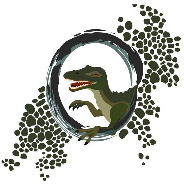 Desenho animado vetorial ilustração de espinossauro, cabeça em uma moldura oval. Vetor — Vetor de Stock