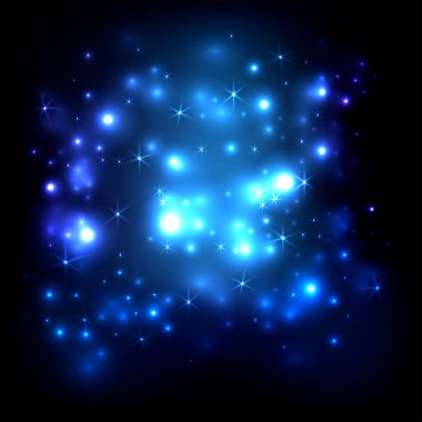 Parlayan ışık parçacıkları. Çifte maruz kalma alanı. Parlak ışık. Parlak parçacıklar. Sihirli kıvılcımlar. Bayram afişleri ve posterler için ışıltı efekti. Vektör