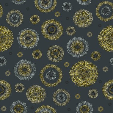 Koyu arkaplanda soyut sarı çiçekler. Paketleme tasarımı, çiçek desenli kapak. Vektör