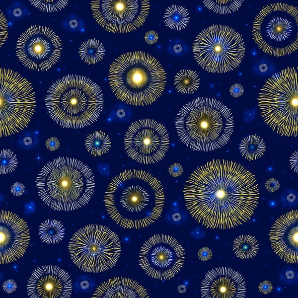 Fleurs jaunes abstraites avec des particules lumineuses et des étoiles sur un fond sombre. Conception d'emballage, couverture dans le style boho floral. Vecteur — Image vectorielle