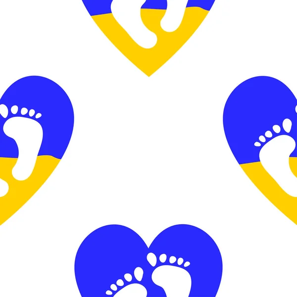Kinderbescherming en vlag Oekraïne hart pictogram geïsoleerd op witte achtergrond. Concept van de bescherming van het kind naadloos patroon voor het opslaan van kind. Vector — Stockvector