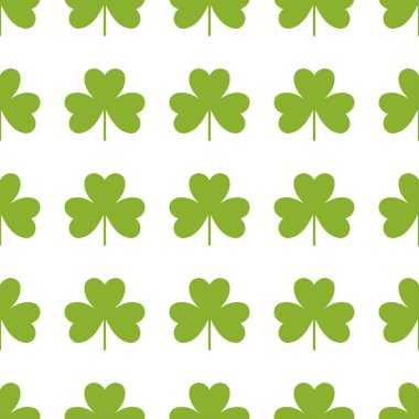 Aziz Patrick Günü geçmişi. Kusursuz yonca deseni. İrlanda sembolü. Vektör illüstrasyonu