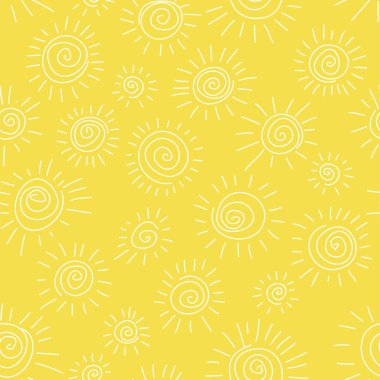 Elle çizilmiş, güneşli, pürüzsüz bir şekil. El çizimi basit güneş ışığı sembolü deseni. Vektör resimleri