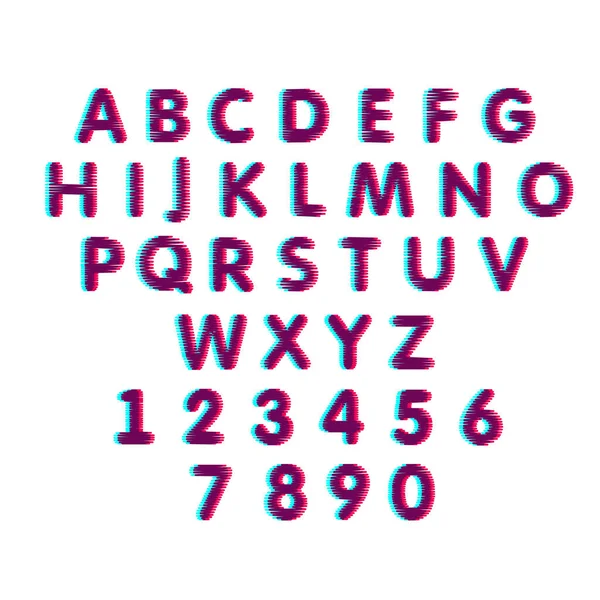 Alphabet im Glitch-Stil. Symbol für Cyberpunk, Hackerangriff. Modernes Design, technologische Fehlerwirkung für Ihr Design. Vektor — Stockvektor