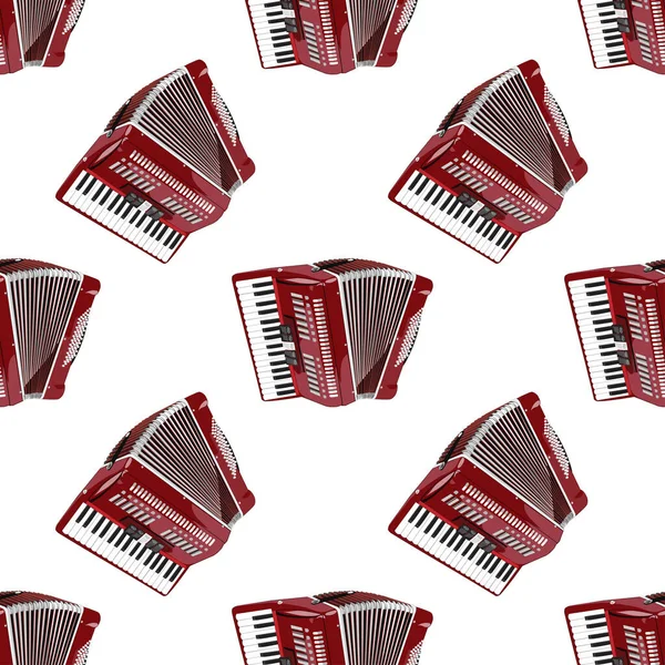 Musical instrument accordion on a white background is a seamless modern pattern. Vector — Wektor stockowy