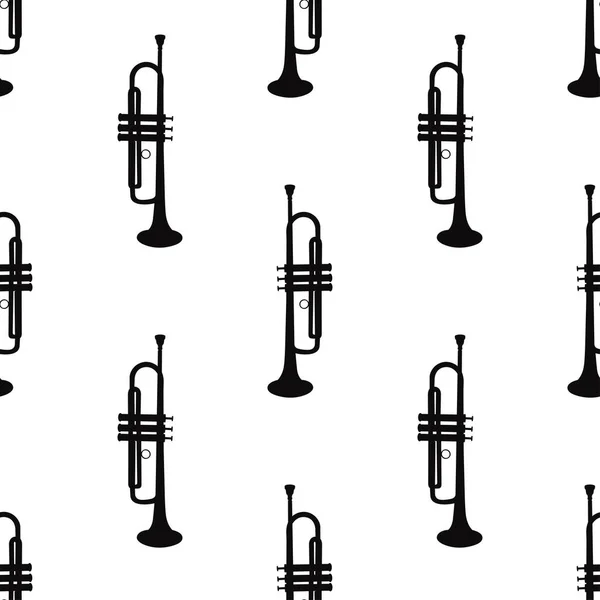 Bezešvé vzor trubky na bílém pozadí, ikona klasické hudební nástroje, vektorové ilustrace — Stockový vektor