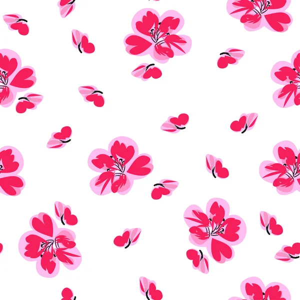 Απρόσκοπτη μοτίβο με άνθη κερασιάς. — Διανυσματικό Αρχείο