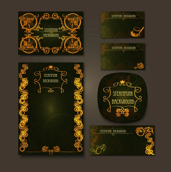 Steampunk tarzı çerçeve steampunk arkaplanı. İş yeri için klasik kartlar. İş kartı tasarımı..