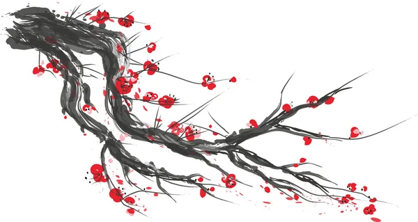 Fleur de sakura réaliste - Cerisier japonais isolé sur fond blanc. — Image vectorielle