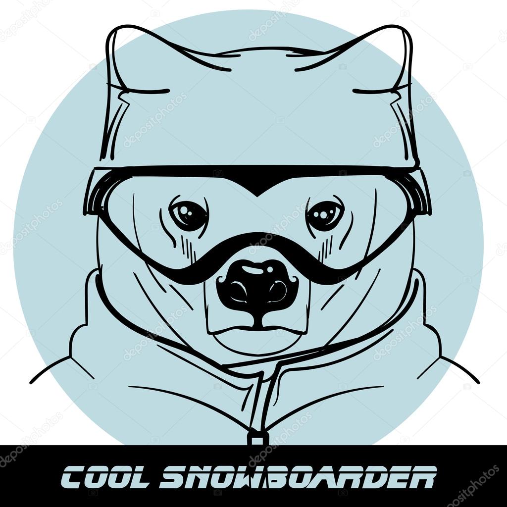 Portrait of Polar Bear with glasses and headphones
