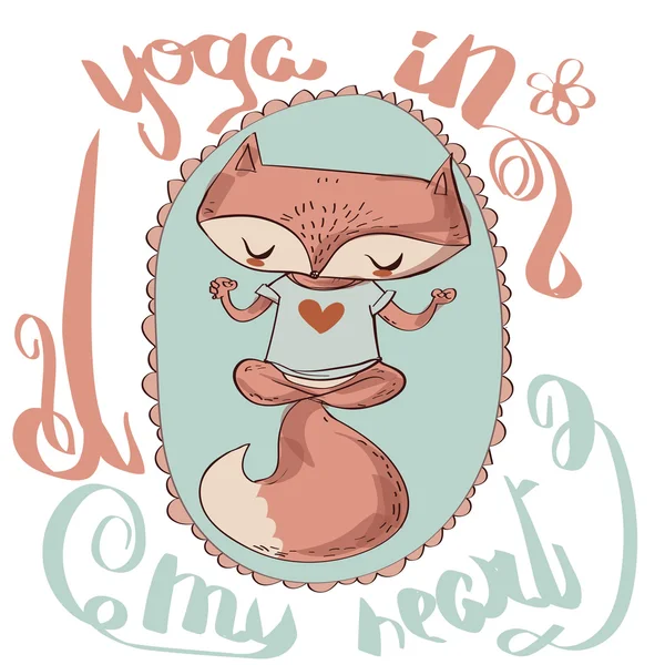 Mignon renard aime le yoga — Image vectorielle