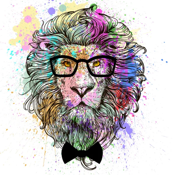 Lion character colorful portrait Royalty Free Stock Photos