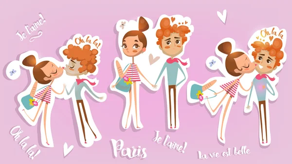 Cute cartoon verliefde paar — Stockvector