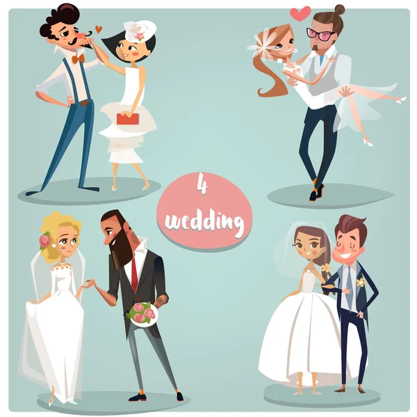 Boda conjunto de dibujos animados — Vector de stock