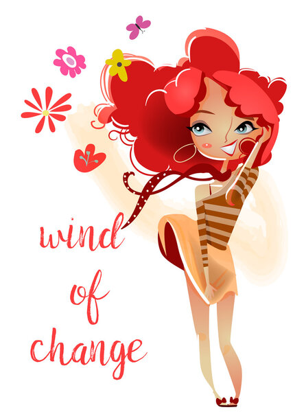 cartoon girl with red hairs