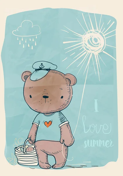 Χαριτωμένο doodle αρκούδα — Διανυσματικό Αρχείο