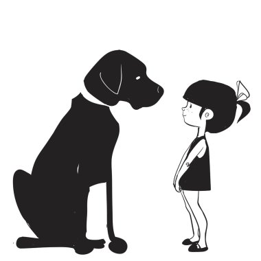 bir köpek ile küçük kız