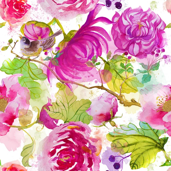 Płynny wzór z pięknymi kwiatami — Zdjęcie stockowe