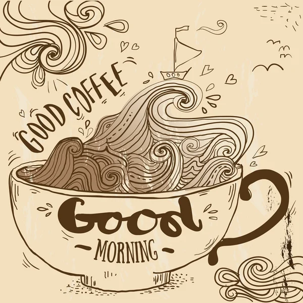 Schattig doodle koffie beker — Stockvector