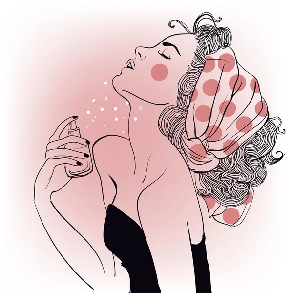 Vintage moda kız parfüm ile