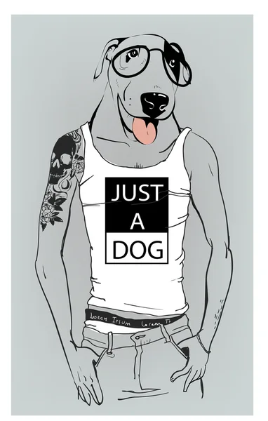 Leuke mode hipster hond — Stockvector