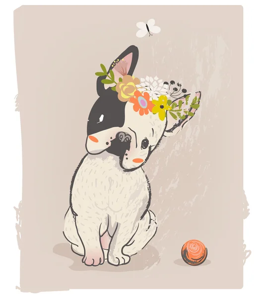 Pequeño bulldog lindo — Vector de stock