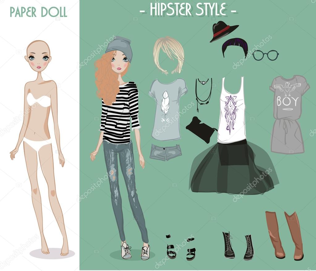 cartoon girl doll with clothes for changes