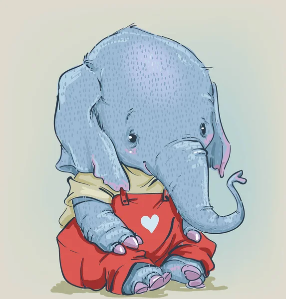 Elefante lindo con pequeña flor en su tronco — Vector de stock