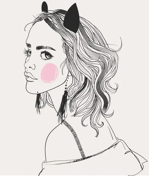 Retrato de mujer hermosa joven — Vector de stock