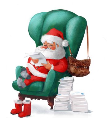 Sandalyedeki sevimli Noel Baba