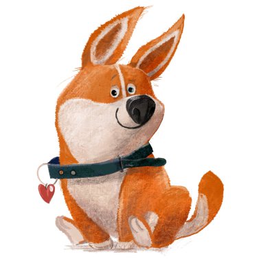 Beyaz arka planda şirin bir Corgi köpeği karakteri.