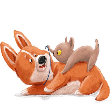 Beyaz arka planda şirin bir Corgi köpeği karakteri.