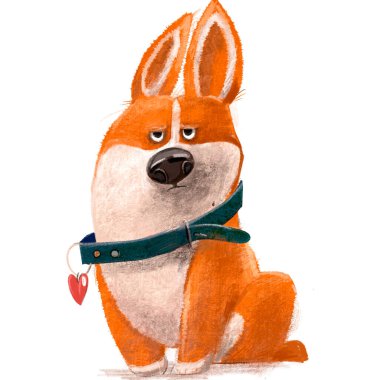 Beyaz arka planda şirin bir Corgi köpeği karakteri.