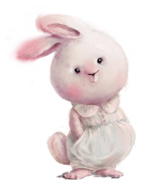 Pembe çiçekli sevimli beyaz tavşan kız karakteri