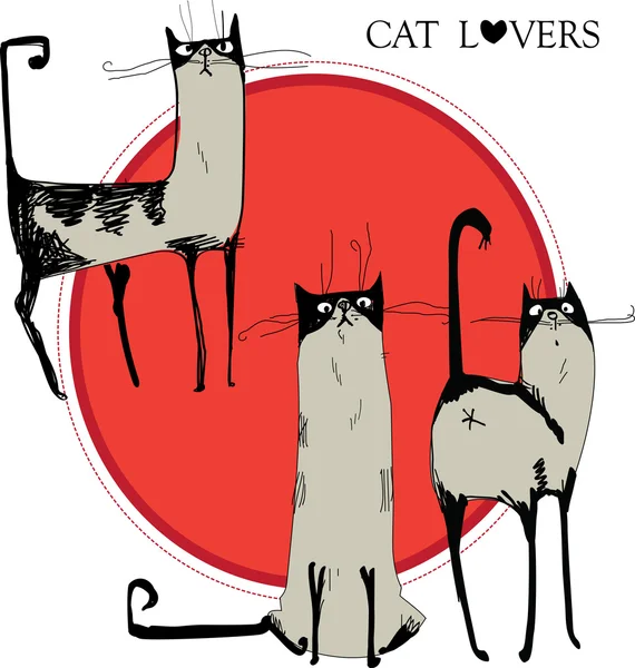 3 podobné bezsrsté kočky — Stockový vektor
