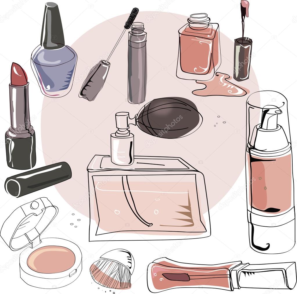 Set of cosmetics and perfumes