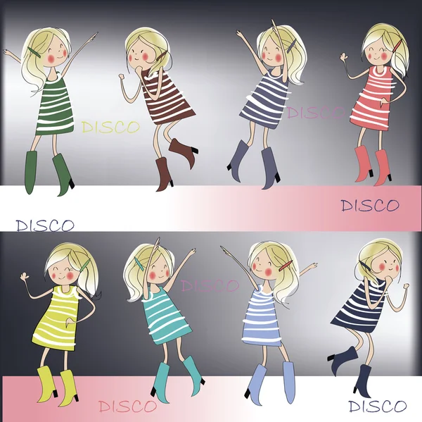 Dancing girls - vector illustration — Stock Vector