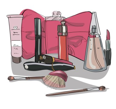 Kozmetik makyaj için kümesi. Vektör çizim.